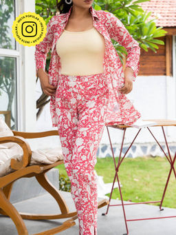 House of Ekam - Nisha Pink Jaal Co-Ord (Set of 2)
