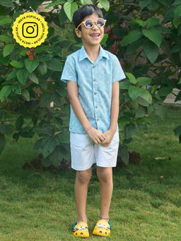 House of Ekam - Boys Blue Cotton Shirt
