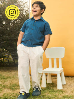 House of Ekam - Boys White Cotton Cargo