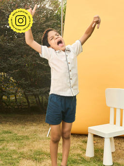 House of Ekam - Boys Navy Blue Cotton Short