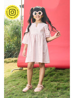 House of Ekam - Girls Pink Cotton Mini Dress