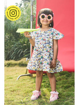 House of Ekam - Girls Multi-Color Cotton Mini Dress
