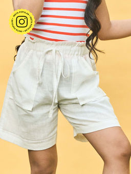 House of Ekam - Girls White Cotton Short