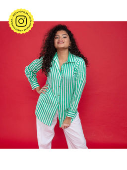 House of Ekam - Green Stripe Cotton Shirt