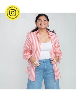 House of Ekam - Pink Stripe Cotton Shirt