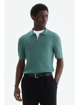 H&M - Men Turquoise Slim Fit Polo T-shirt