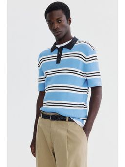H&M - Men Blue Regular Fit Polo T-shirt