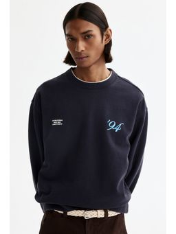 H&M - Men Blue Loose Fit Printed Sweatshirt