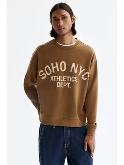 H&M - Men Brown Loose Fit Printed Sweatshirt