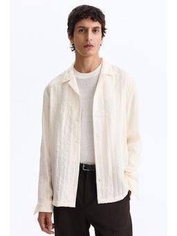 H&M - Men White Regular Fit Long-sleeved resort shirt