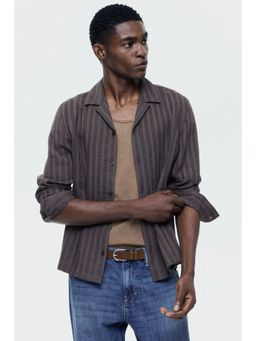 H&M - Men Brown Regular Fit Long-sleeved resort shirt