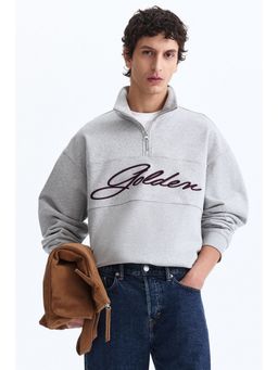 H&M - Men Grey Relaxed Fit Zip-top sweatshirt