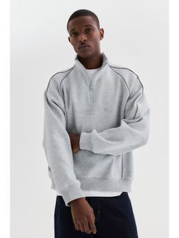 H&M - Men Grey Loose Fit Zip-top sweatshirt