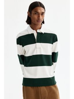 H&M - Men Green Regular Fit Cotton rugby shirt