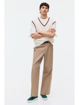 H&M - Men Beige Loose Fit Cotton chinos