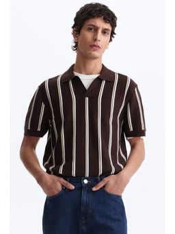H&M - Men Brown Slim Fit Knitted Polo T-shirt