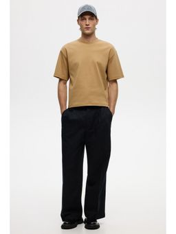 H&M - Men Black Loose Fit Linen-blend trousers