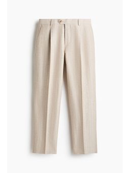 H&M - Men Beige Regular Fit Tailored trousers