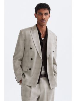H&M - Men Beige Regular Fit Double-breasted jacket