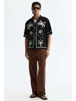 H&M - Men Black Relaxed Fit Printed resort shirt