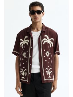 H&M - Men Brown Relaxed Fit Printed resort shirt