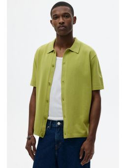 H&M - Men Green Regular Fit Knitted shirt