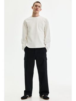H&M - Men Black Relaxed Fit Cotton cargo trousers