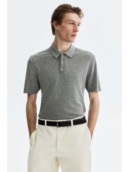 H&M - Men Grey Slim Fit Polo T-shirt