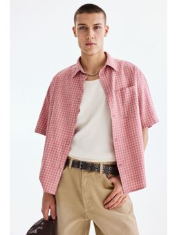 H&M - Men Pink Relaxed Fit Short-sleeved cotton shirt