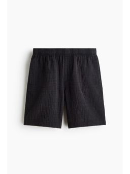 H&M - Men Black Relaxed Fit Muslin shorts