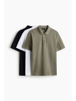 H&M - Men Blue 3-pack Regular Fit Polo T-shirts
