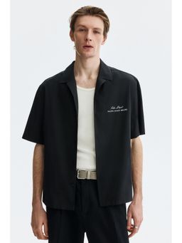 H&M - Men Black Relaxed Fit Printed resort shirt