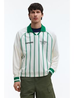 H&M - Men White Loose Fit Printed Polo T-shirt