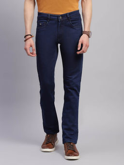 Monte Carlo - Mens Solid Navy Blue Straight Fit Denim