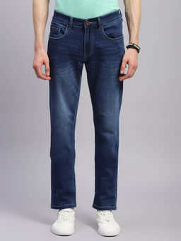 Monte Carlo - Mens Solid Light Wash Blue Narrow Fit Denim Jeans