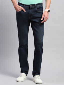 Monte Carlo - Mens Blue Solid Light Wash Straight Fit Jeans
