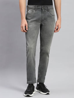 Monte Carlo - Mens Grey Solid Straight Fit Denim Jeans
