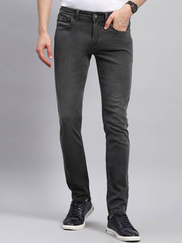 Monte Carlo - Mens Dark Grey Solid Skinny Fit Denim
