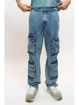 FREAKINS - Mens Four Pocket Denim Cargo Jeans