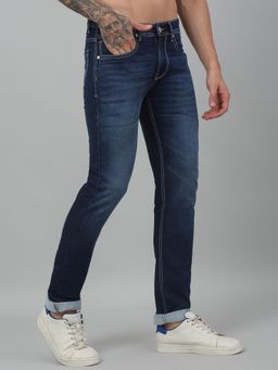 Cantabil - Men Dark Blue Solid Stretchable Jeans