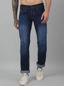 Cantabil - Men Dark Blue Solid Stretchable Jeans