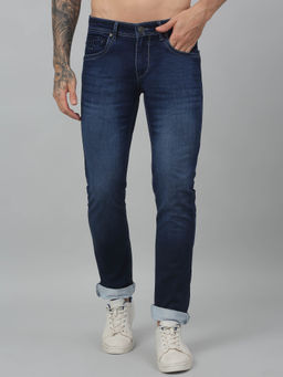 Cantabil - Men Dark Blue Solid Stretchable Jeans