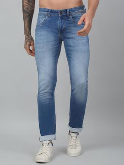 Cantabil - Men Light Blue Solid Stretchable Jeans