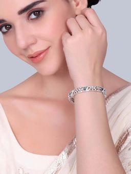 Estele - Alankara - Morbagh Multi-Color CZ Peacock Rhodium Bangle (2.2)