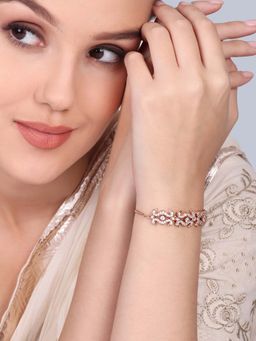 Estele - Ranjika - Morbagh White CZ Rose Gold Peacock Bracelet