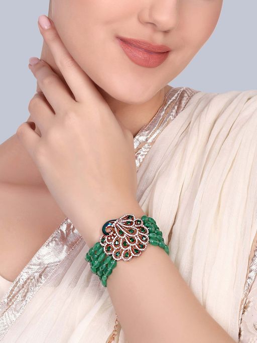 Estele Kundanika - Morbagh Royal Peacock Green Charm Bracelet