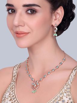 Estele - Rajvika - Morbagh Mint Green CZ Necklace with Earrings