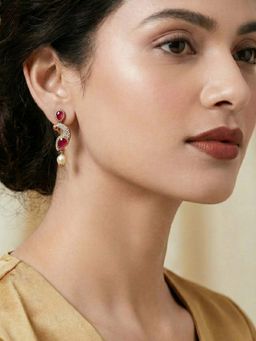 Estele - Rajvika - Morbagh Ruby Pink Drop Earrings