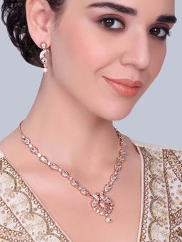 Estele - Shringar - Morbagh White Floral CZ Necklace with Earrings