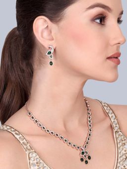 Estele - Swarnika - Morbagh Green CZ Necklace with Earrings